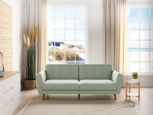 Helsinki- 3er Bettsofa, gepolstertes Schlafsofa mit Arm- und Rückenlehne, Stoffbezug in Mint - einrichten-24, 3er Bettsofa