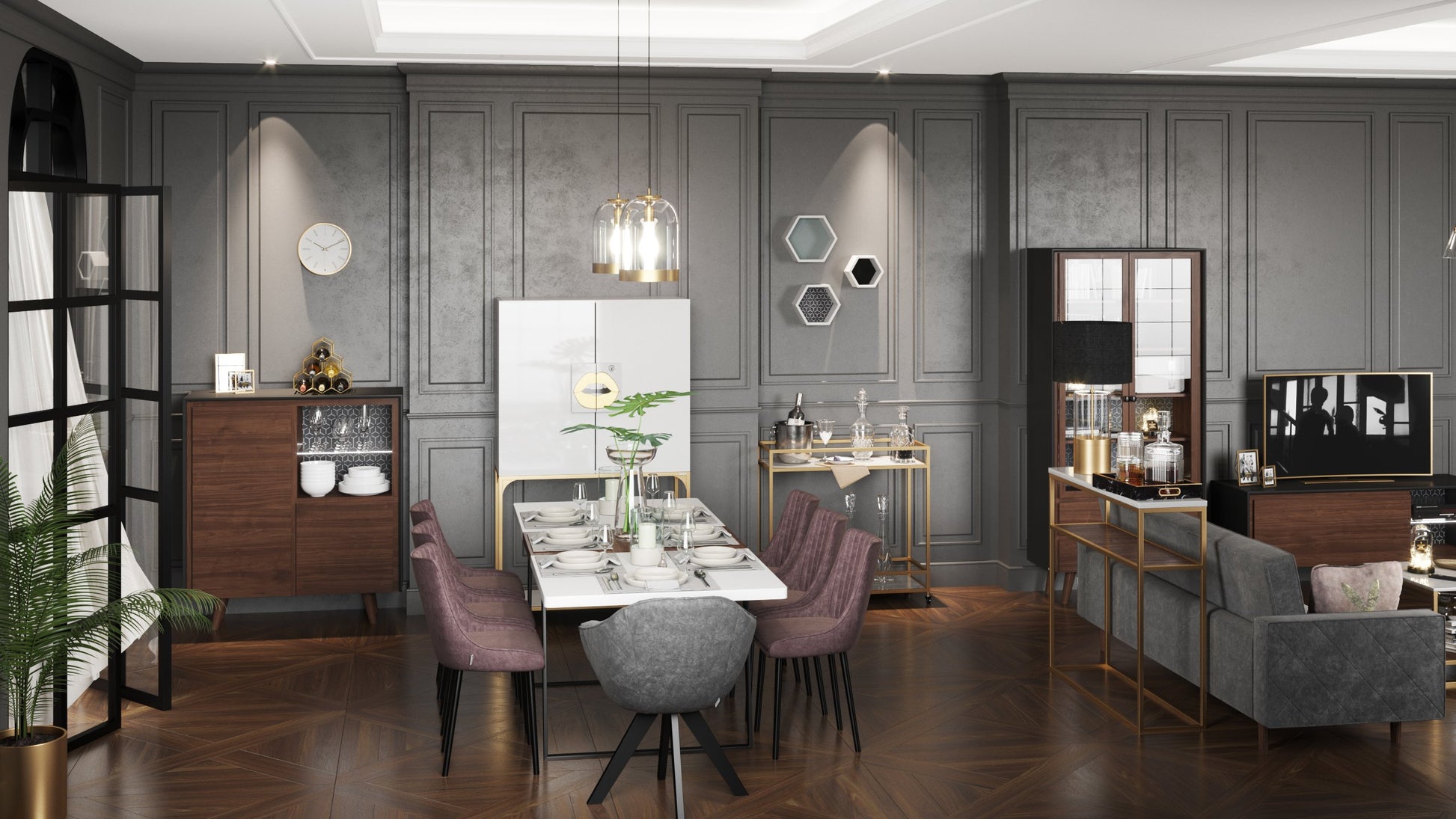 PLAYBOY - Hängelampe "LIZA" mit Glasschirm und goldenem Rand, Retro-Design, Club-Stil,Lampen - playboy