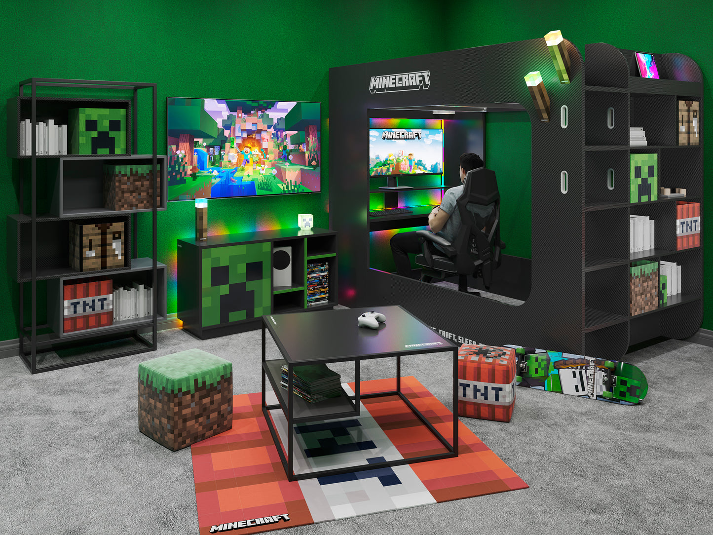 MINECRAFT - LED-Creeper, Nachtlicht, Tischlampe, dekorative Lichter im Minecraft Design