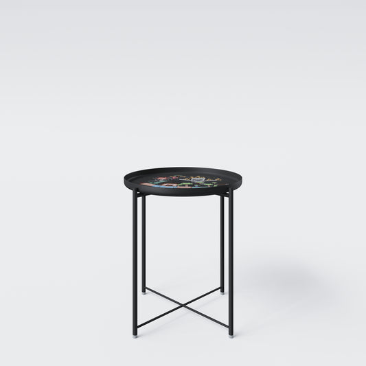 MINECRAFT - runder Beistelltisch mit abnehmbaren Tablett, Gaming Möbel mit dunklem Design und bunten Minecraft Print