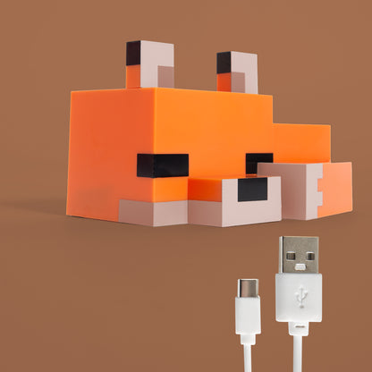 MINECRAFT - LED Fuchsbaby, schlafender Fuchs, Dekolicht, Nachtlicht, dekorative Lichter im Minecraft Design