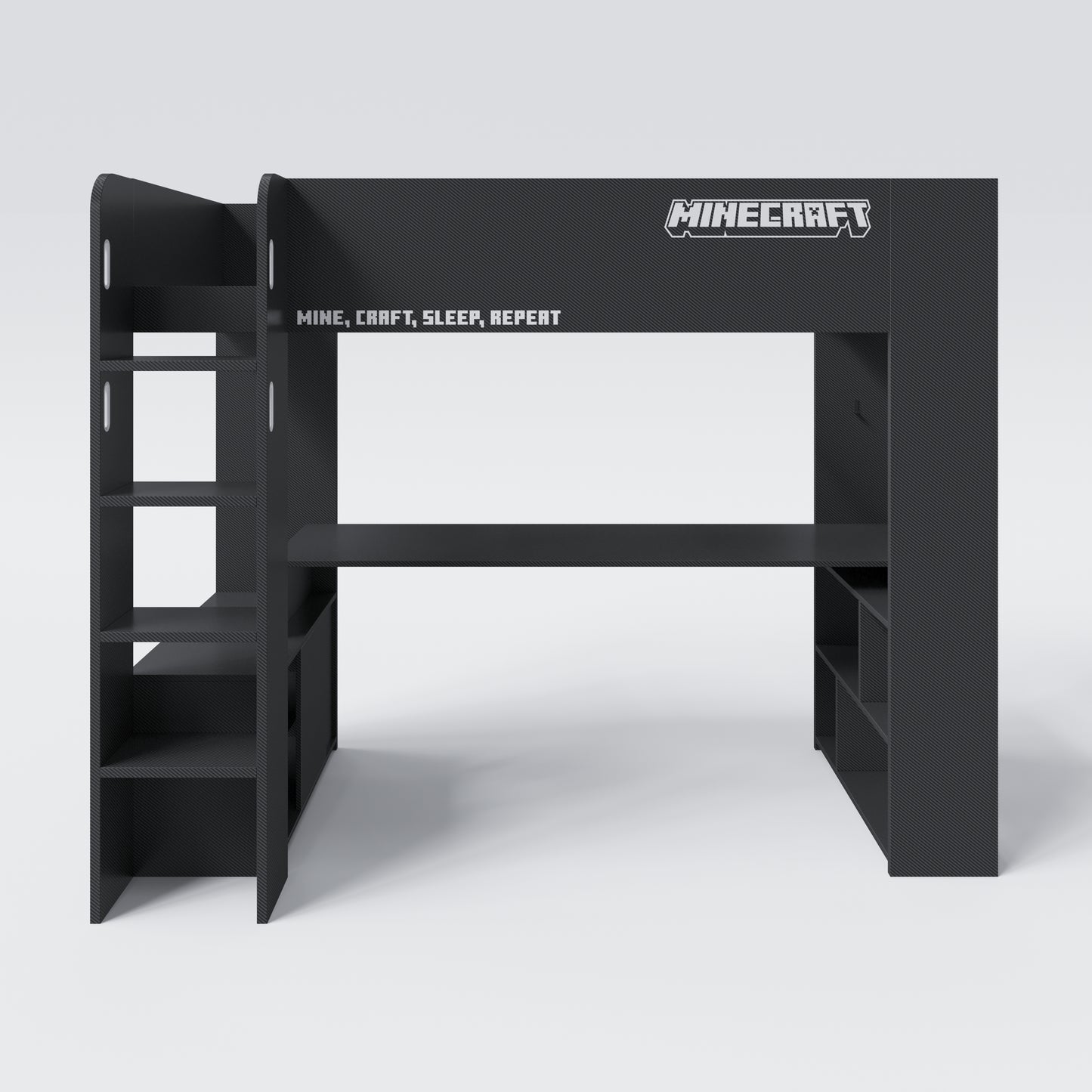 MINECRAFT - Kojenbett, Hochbett 90x200cm, Gaming Möbel mit dunklem Design und leuchtenden Elementen