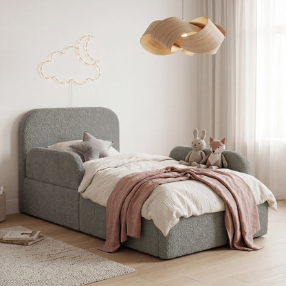 Gepolstertes Kinderbett LITTLE DREAM 90x200 inkl. Stauraum & Lattenrost - Cozy Grey