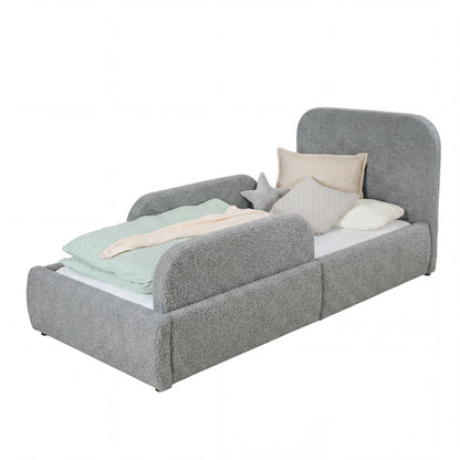 Gepolstertes Kinderbett LITTLE DREAM 90x200 inkl. Stauraum & Lattenrost - Cozy Grey