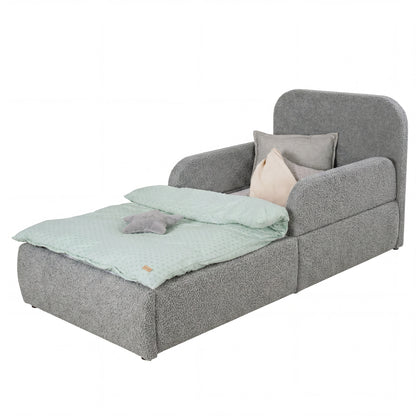 Gepolstertes Kinderbett LITTLE DREAM 90x200 inkl. Stauraum & Lattenrost - Cozy Grey