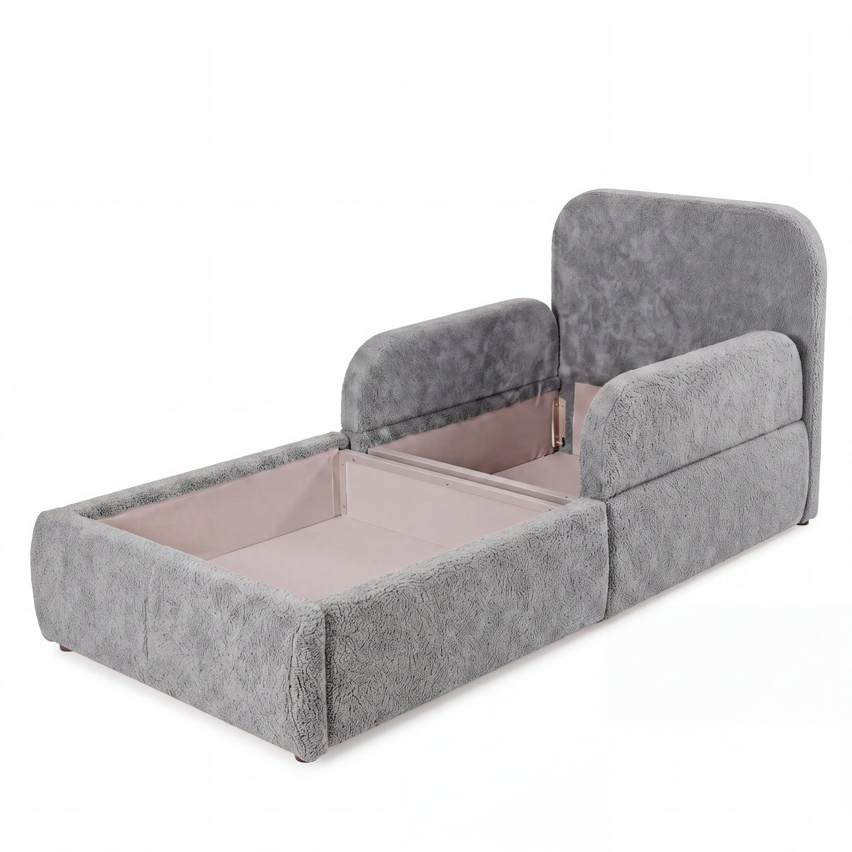 Gepolstertes Kinderbett LITTLE DREAM 90x200 inkl. Stauraum & Lattenrost - Cozy Grey