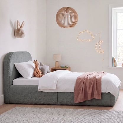 Gepolstertes Kinderbett LITTLE DREAM 90x200 inkl. Stauraum & Lattenrost - Cozy Grey