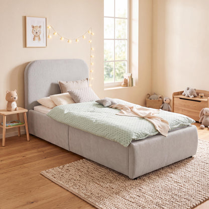 Gepolstertes Kinderbett LITTLE DREAM 90x200 inkl. Stauraum & Lattenrost - Pebbles