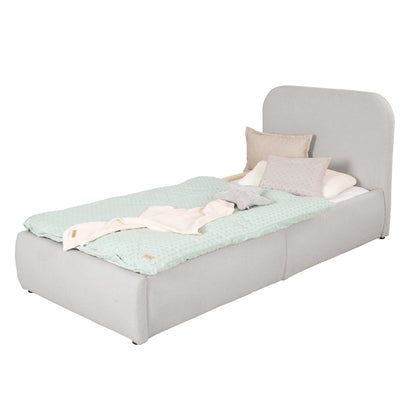 Gepolstertes Kinderbett LITTLE DREAM 90x200 inkl. Stauraum & Lattenrost - Pebbles