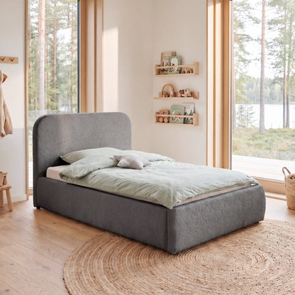 Gepolstertes Kinderbett LITTLE DREAM 120x200 inkl. Stauraum & Lattenrost - Cozy Grey