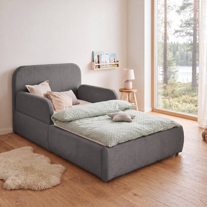 Gepolstertes Kinderbett LITTLE DREAM 120x200 inkl. Stauraum & Lattenrost - Cozy Grey