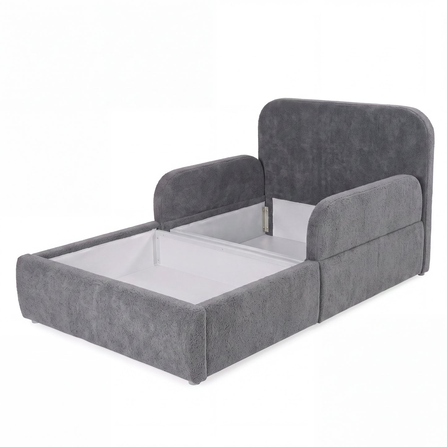 Gepolstertes Kinderbett LITTLE DREAM 120x200 inkl. Stauraum & Lattenrost - Cozy Grey