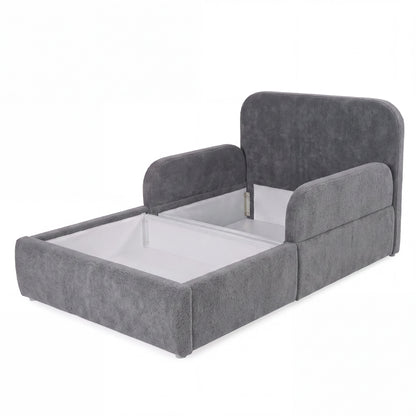 Gepolstertes Kinderbett LITTLE DREAM 120x200 inkl. Stauraum & Lattenrost - Cozy Grey