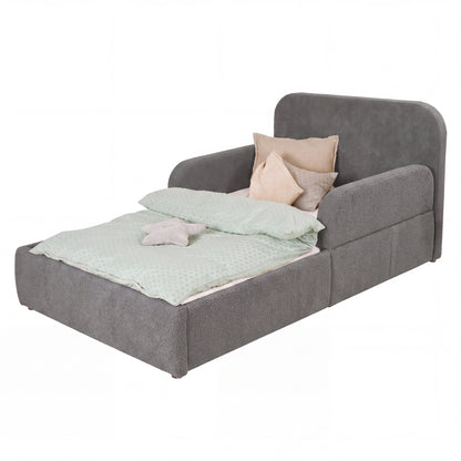 Gepolstertes Kinderbett LITTLE DREAM 120x200 inkl. Stauraum & Lattenrost - Cozy Grey