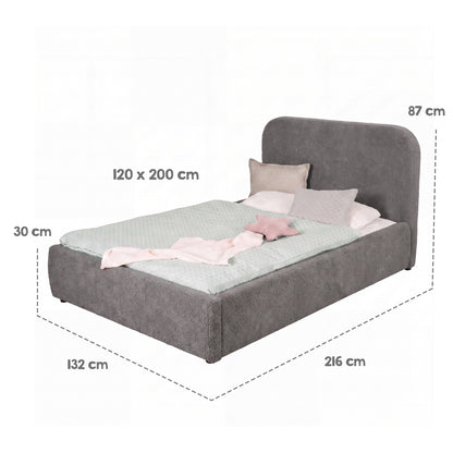 Gepolstertes Kinderbett LITTLE DREAM 120x200 inkl. Stauraum & Lattenrost - Cozy Grey