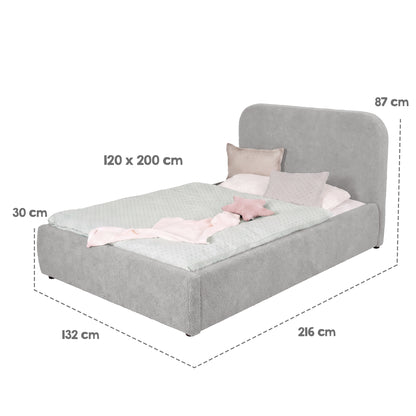 Gepolstertes Kinderbett LITTLE DREAM 120x200 inkl. Stauraum & Lattenrost - Pebbles