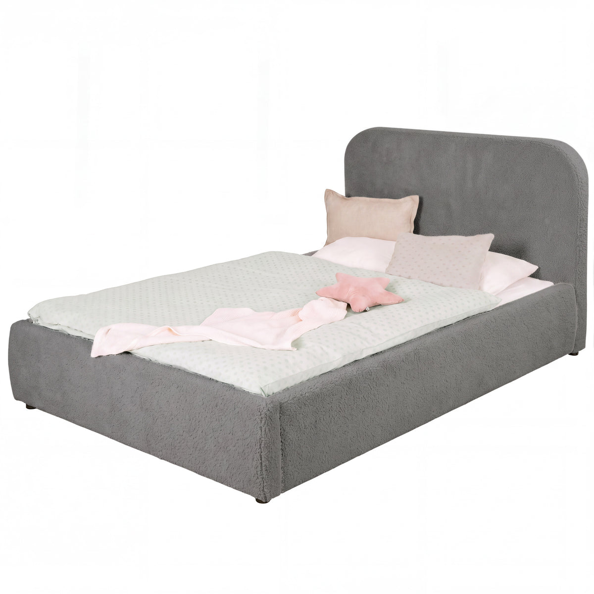 Gepolstertes Kinderbett LITTLE DREAM 140x200 inkl. Stauraum & Lattenrost - Cozy Grey