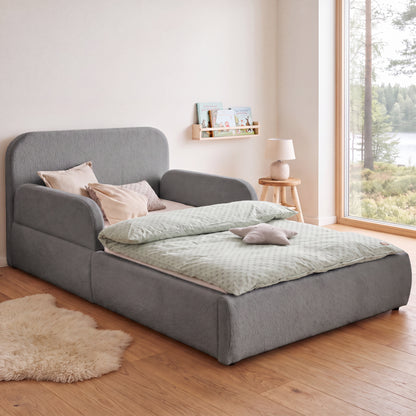 Gepolstertes Kinderbett LITTLE DREAM 140x200 inkl. Stauraum & Lattenrost - Cozy Grey
