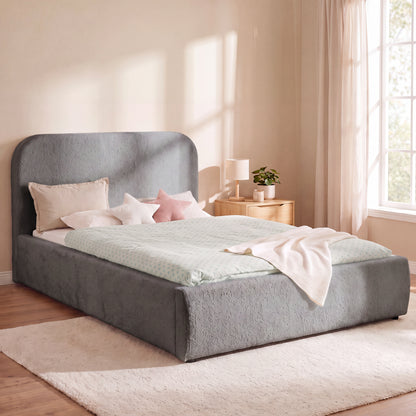 Gepolstertes Kinderbett LITTLE DREAM 140x200 inkl. Stauraum & Lattenrost - Cozy Grey