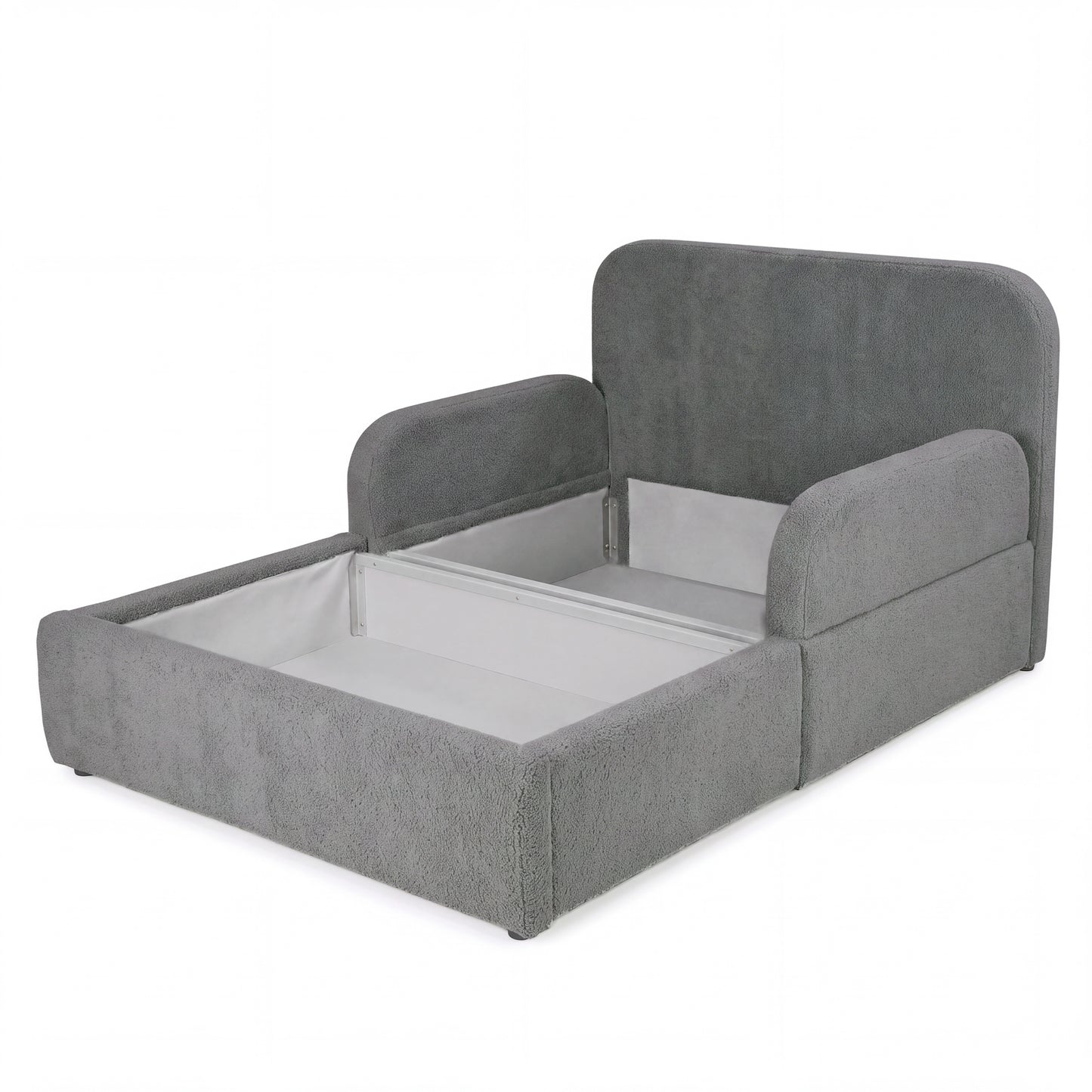 Gepolstertes Kinderbett LITTLE DREAM 140x200 inkl. Stauraum & Lattenrost - Cozy Grey