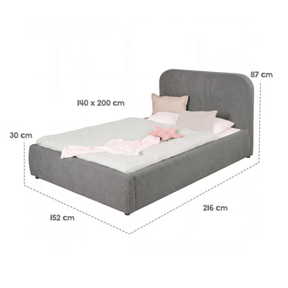 Gepolstertes Kinderbett LITTLE DREAM 140x200 inkl. Stauraum & Lattenrost - Cozy Grey