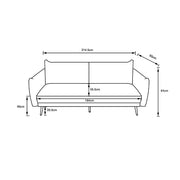 Denver - 3er Bettsofa, gepolstertes Schlafsofa mit Arm- und Rückenlehne, in Anthrazit