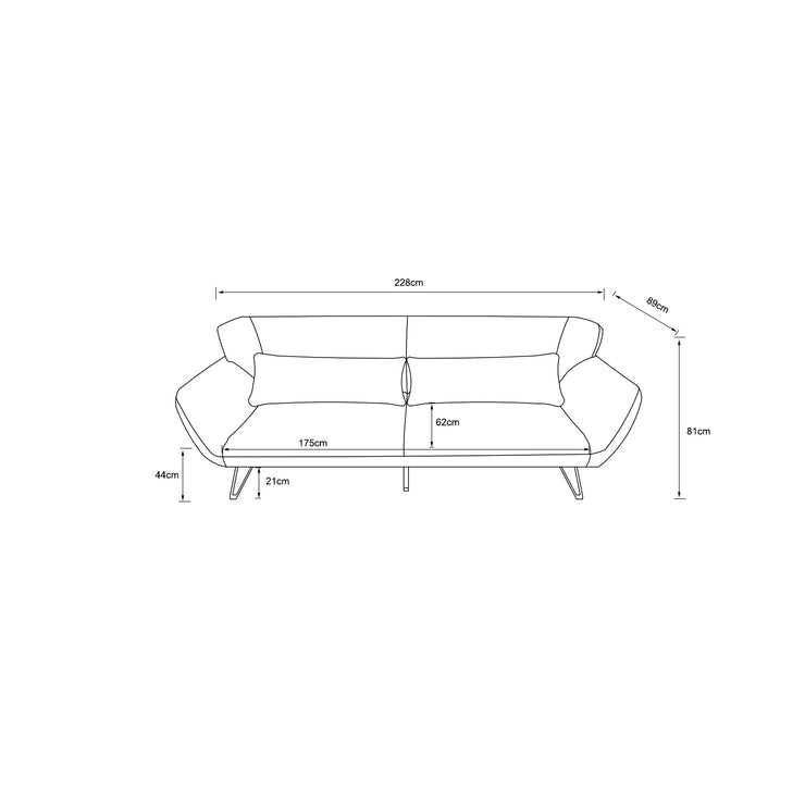 Medina - 3er Sofa mit Arm- und Rückenlehne, inkl. Kissen, Webstoff in Anthrazit