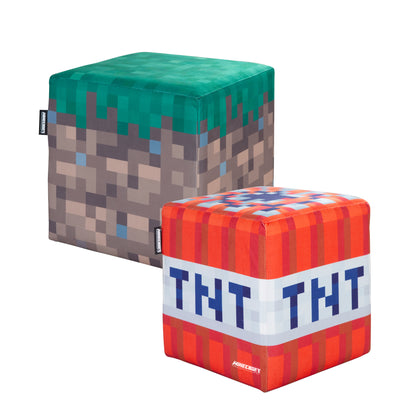 MINECRAFT - Sitzhocker, Pouf, Ottomane, Fußablage, im 2er Set, buntes Minecraft Design