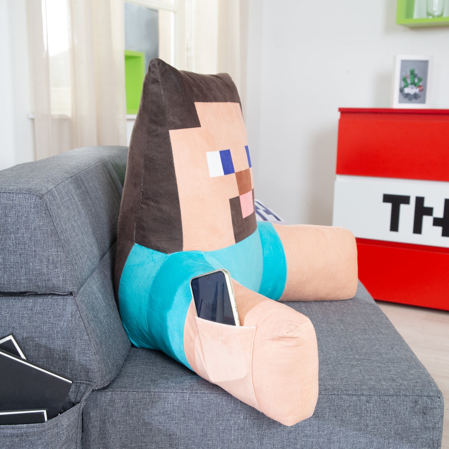 MINECRAFT - STEVE ,dekoratives, kuschelweiches Dekokissen, Lesekissen, Zierkissen, buntes Design in verschiedenen Charaktere (Kopie) - einrichten-24, Kissen & Decken 