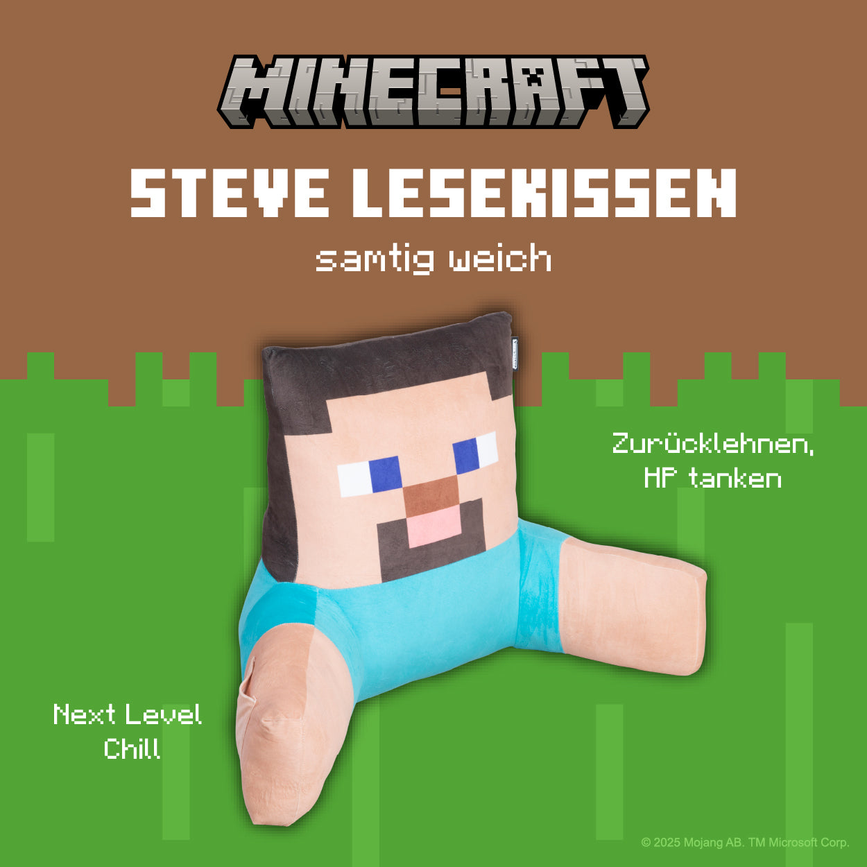 MINECRAFT - STEVE ,dekoratives, kuschelweiches Dekokissen, Lesekissen, Zierkissen, buntes Design in verschiedenen Charaktere (Kopie) - einrichten-24, Kissen & Decken 