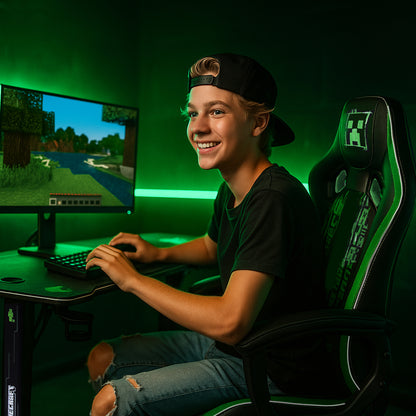 MINECRAFT - Schreibtisch, Bürotisch, Gaming-Tisch, Möbel mit dunklem Design