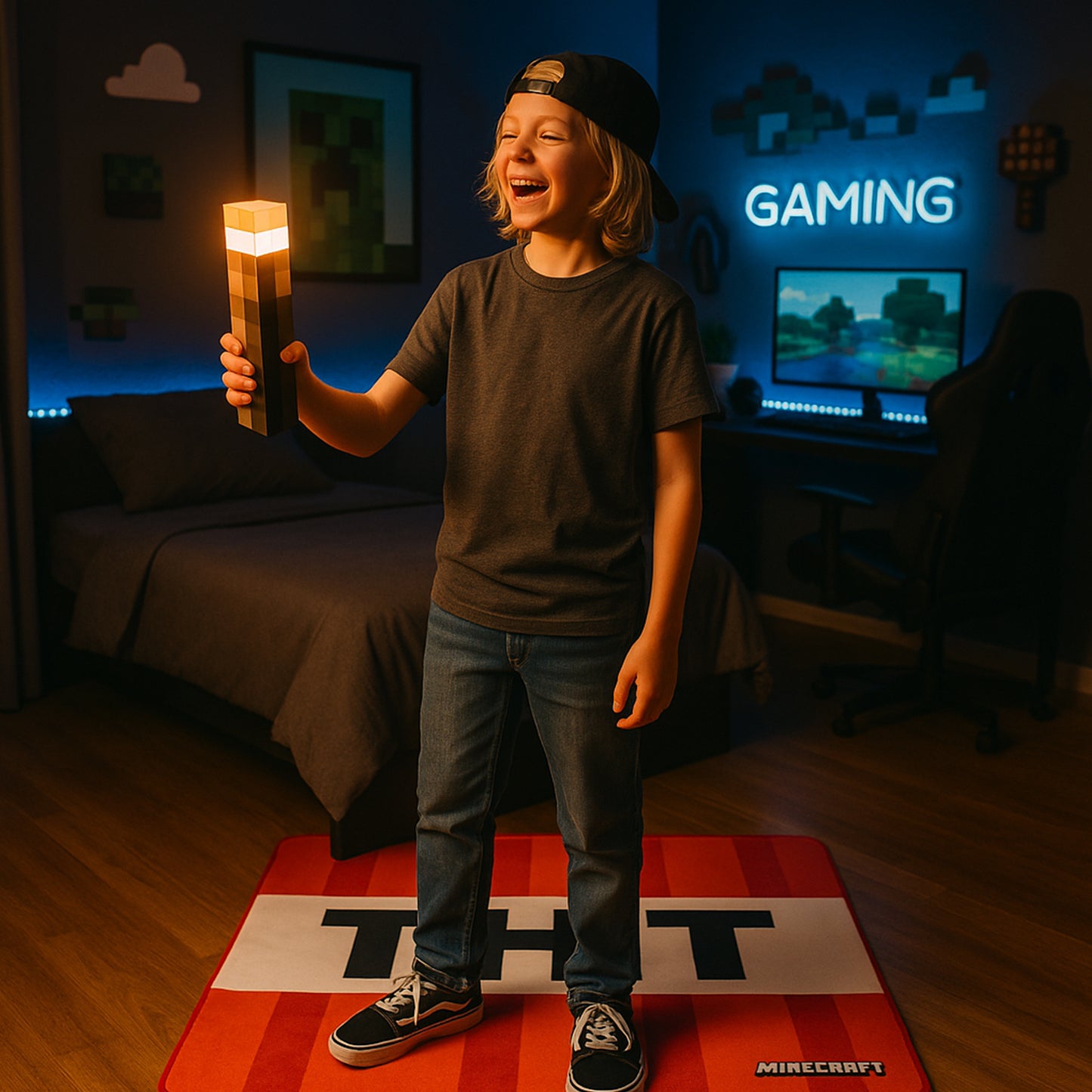 MINECRAFT - Teppich, Spielteppich, quadratisch, pflegeleicht, verschiedene Designs