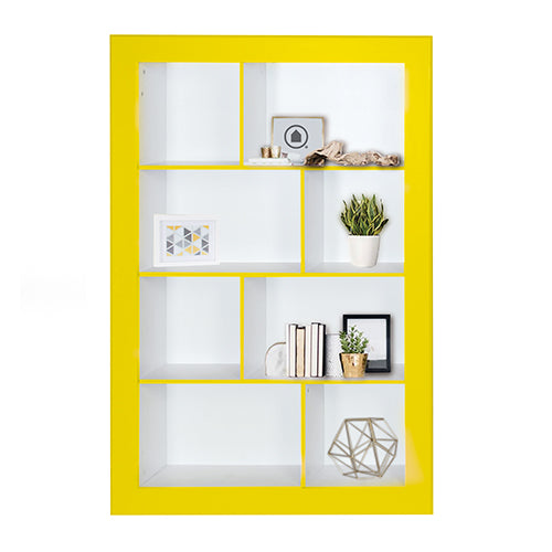 Frame - Bücherregal, Regal, Büroregal mit vielen Fächern in asymmetrischer Anordnung und farbigen Rahmen und Kanten - einrichten-24, Regale & Stauraummöbel 