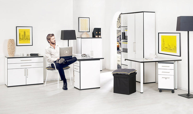 Chicago - Container, Kommoden in verschiedenen Grössen, weiss mit farbiger Kante, Aluminiumgriff, minimalistisches modernes Design - einrichten-24, Regale & Stauraummöbel 