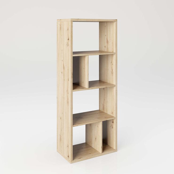 Fortuna - SET , Regal mit 6 Fächern inkl. Schreibtischanbau, Bücherregal, Büroregal, Raumteiler, Fächer in asymmetrischer Aufteilung