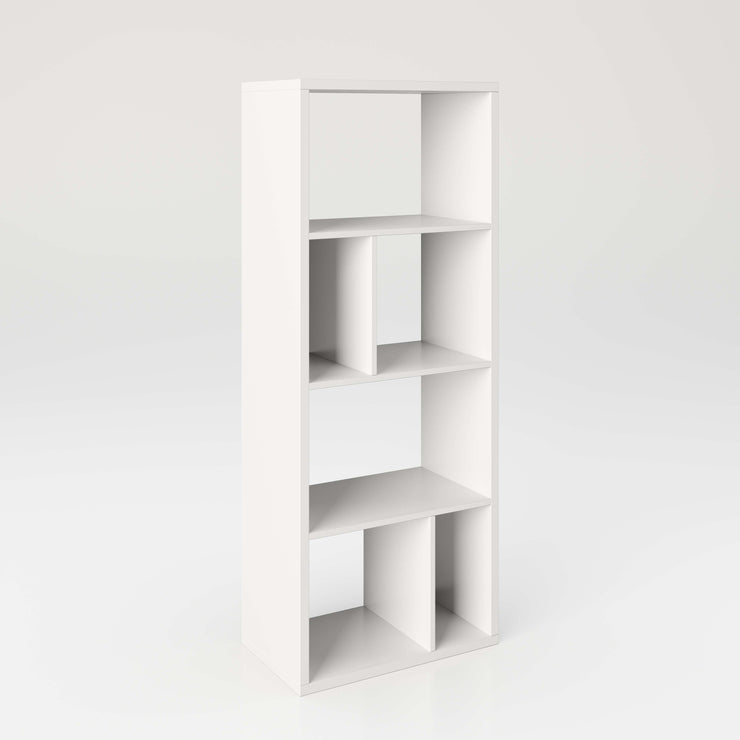 Fortuna - SET , Regal mit 6 Fächern inkl. Schreibtischanbau, Bücherregal, Büroregal, Raumteiler, Fächer in asymmetrischer Aufteilung