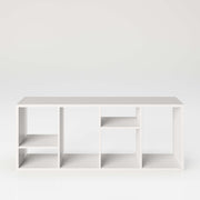 Fortuna - SET , Regal mit 6 Fächern inkl. Schreibtischanbau, Bücherregal, Büroregal, Raumteiler, Fächer in asymmetrischer Aufteilung