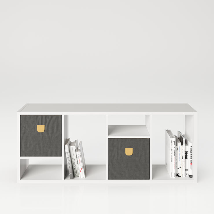 Fortuna - SET Regal mit 6 Fächern inkl. Stauraumboxen Bücherregal, Büroregal, Raumteiler, Fächer in asymmetrischer Aufteilung