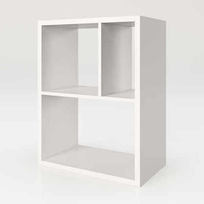 Fortuna - SET , Regal mit 3 Fächern inkl. Schreibtischanbau, Bücherregal, Büroregal, Raumteiler, Fächer in asymmetrischer Aufteilung