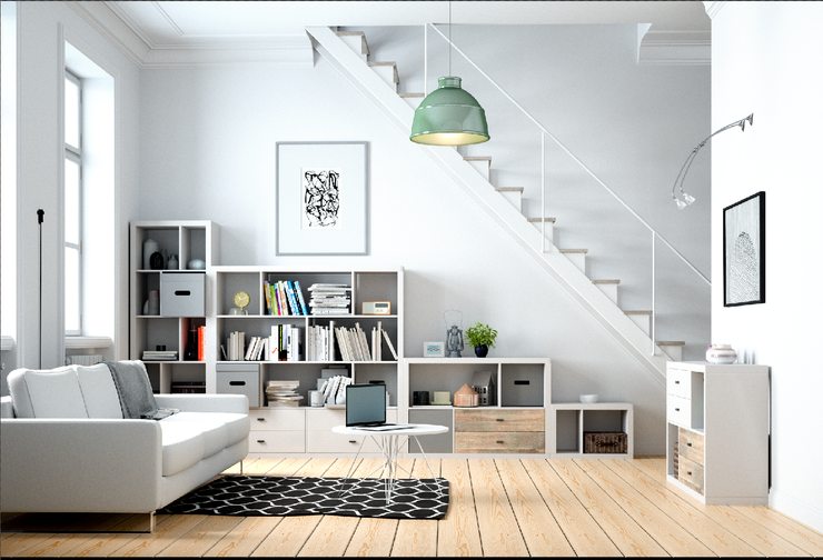 Fortuna - Bücherregal, Raumteiler, Büroregal mit 10 Fächern, asymmetrische Aufteilung, weiss - einrichten-24, Regale & Stauraummöbel 