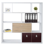 Fortuna - Regal / Raumteiler mit 10 Fächern, asymmetrische Aufteilung, weiss - einrichten-24, Regale & Stauraummöbel 