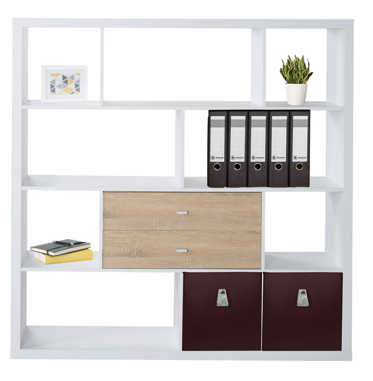 Fortuna - Regal / Raumteiler mit 10 Fächern, asymmetrische Aufteilung, weiss - einrichten-24, Regale & Stauraummöbel 