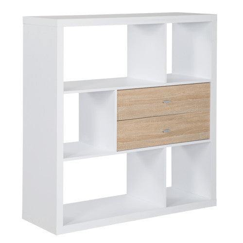 Fortuna - Bücherregal, Büroregal, Raumteiler mit 6 Fächern, asymmetrische Aufteilung, weiss - einrichten-24, Regale & Stauraummöbel 