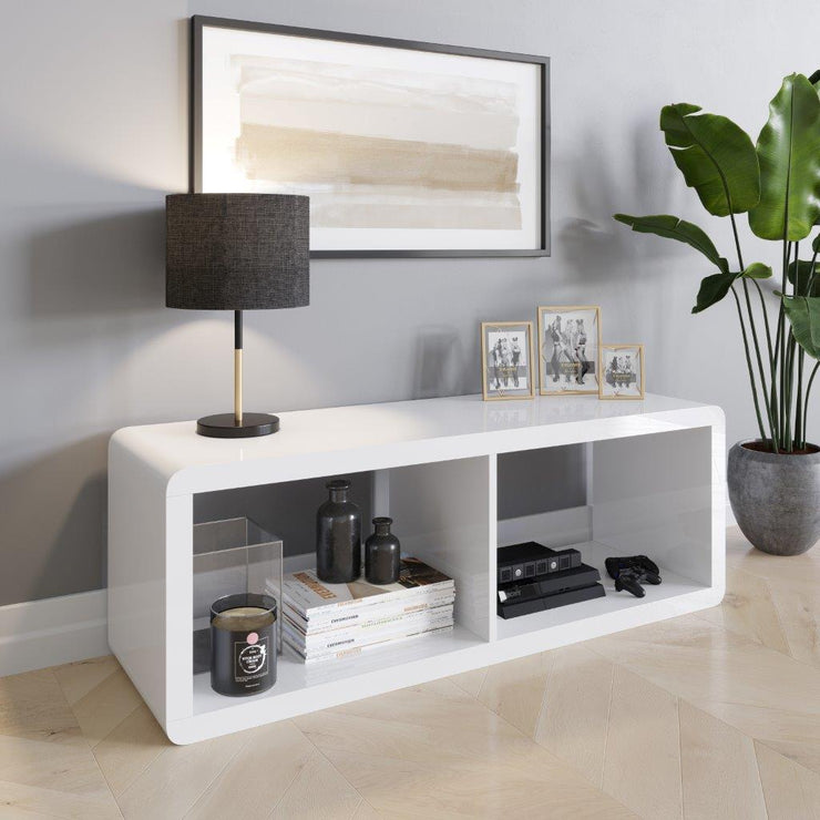 Lowboard, TV-Möbel, Regal, weiss hochglanz, modernes Design– einrichten-24 | Kommoden & Vitrinen