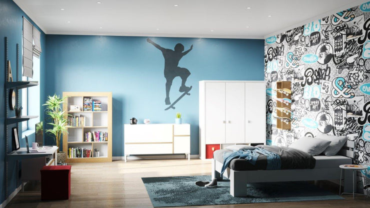 Caro - Kleiderschrank mit 3 Türen und 4 offenen, quadratischen Fächern, modernes Design, weiss - einrichten-24, Regale & Stauraummöbel 