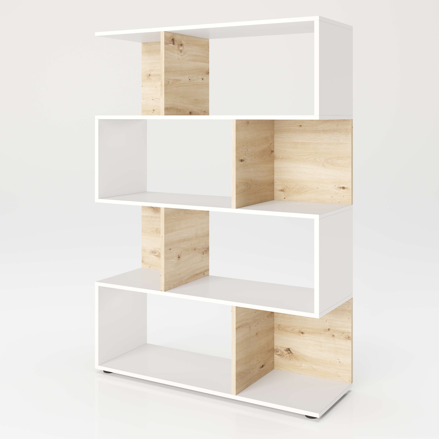 Shelfy - Bücherregal, Büroregal, Raumteiler mit 8 Fächern, asymmetrische Aufteilung