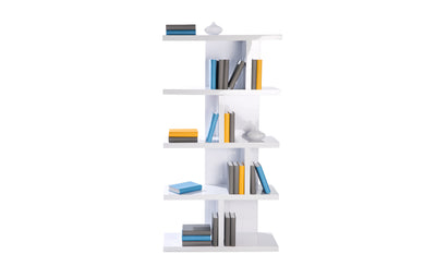 Lloret - Bücherregal, Büroregal mit 5 Böden und asymmetrsicher Fachteilung, weiss - einrichten-24, Regale & Stauraummöbel 