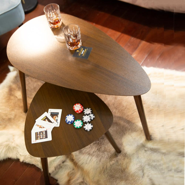 PLAYBOY - Couchtisch "KAYLA" 2er Set, Retro Beistelltische, Walnuss Dekor,Couchtisch - playboy