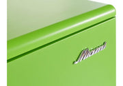 Miami Schuhschrank mit 2 Türen und 2 Schubladen und Soft-Close Beschlägen, Autometallic Lackierung, chromfarbene Griffe, Füsse und Logo aus hochwertigem Autoschriftzug, in Grün