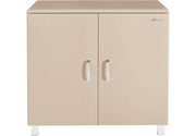 Miami Sideboard mit 2 Türen und Soft-Close Beschlägen, Autometallic Lackierung, chromfarbene Griffe, Füsse und Logo aus hochwertigem Autoschriftzug, in taupe